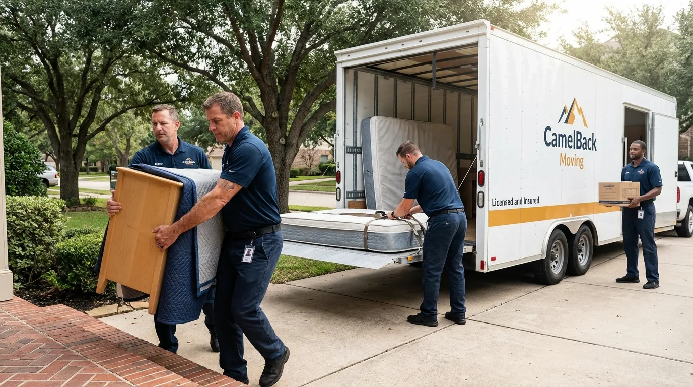 Crew loading residential truck for cross-state move from Fredericktown, OH
