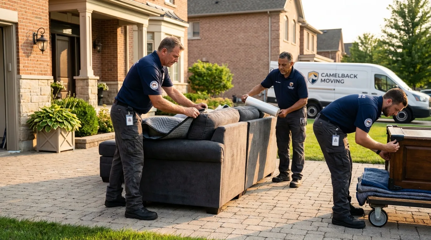 Large estate moving crew wrapping furniture in Fredericktown, OH